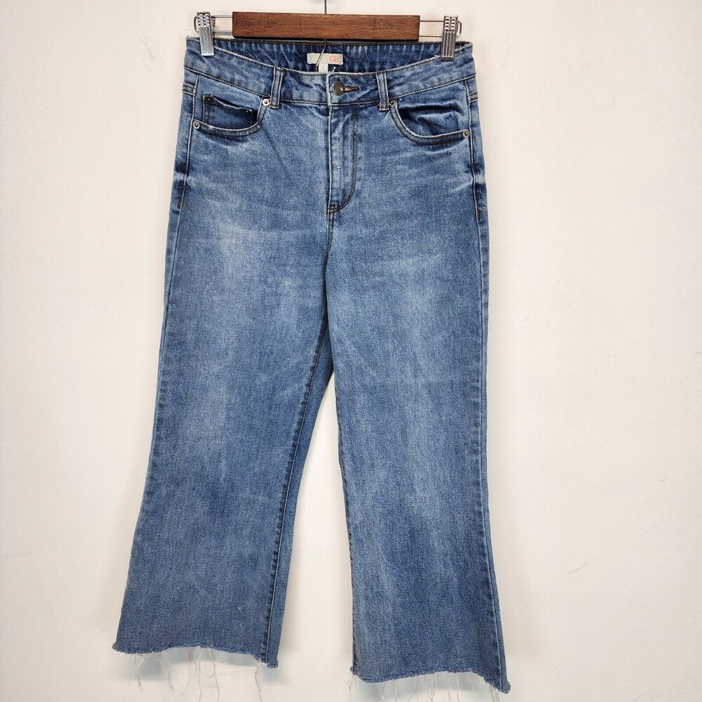 Gianni Bini Womens Straight Crop Jeans Size 5 26" Raw Hem Medium Wash Casual